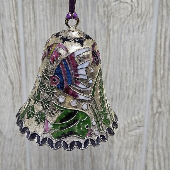 Vintage‎ Cloisonné Enamel Bell Ornament Tropical Fish Ocean Theme Hanging Decor - Picture 1 of 9